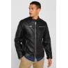 Veste style motard en cuir nappa